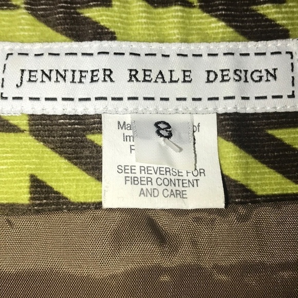 Jennifer Reale Design Skirt Green Brown 8 - Picture 5 of 6